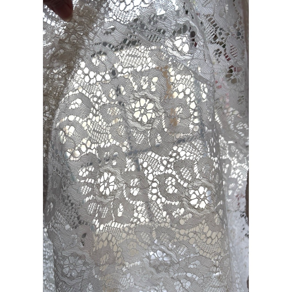 Vtg 1980s Lace Balloon Valance 60 x 24 Floral Sheer New Unused White Cottage